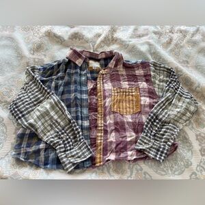 American Eagle Multicolor Cropped Flannel